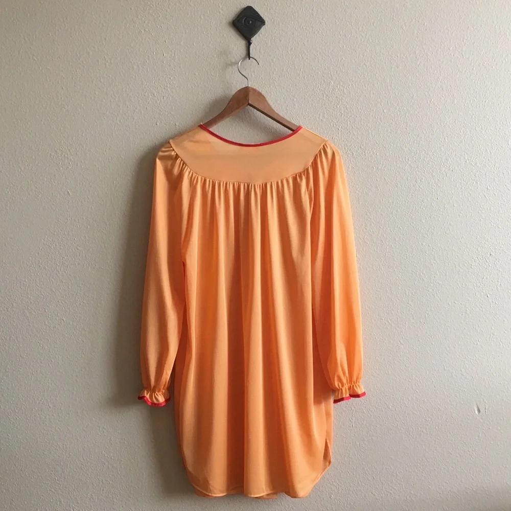 Vintage 70s Tangerine Dream Nightgown with Red Accents - Picture 5 of 5